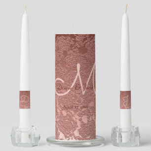 Rose Gold Elegant Wedding Ceremony Monogram Unity Candle Set