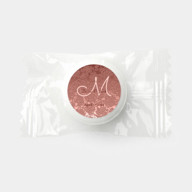 Rose Gold Elegant Wedding Reception Monogram Life Saver® Mints (Front)