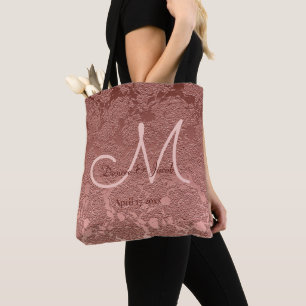 Rose Gold Elegant Wedding Reception Monogram Tote Bag