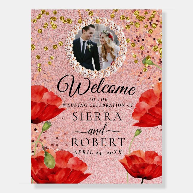 Rose Gold Elegant Wedding Welcome Sign (Front)