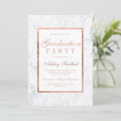 Rose gold elegant white marble Graduation party Invitation (Standing Front)