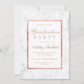 Rose gold elegant white marble Graduation party Invitation (Front)