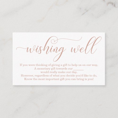 Rose Gold Elegant Wishing Well Wedding Enclosure Card