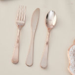 Rose Gold Elise Metalic Plastic Cutlery<br><div class="desc">Throw a spectacular party but don't forget to get some fabulous cutlery to match your theme! This plastic cutlery comes in a variety of different color options that are perfect for birthday parties, baby showers, anniversaries, and all kinds of fun events. Sets include a fork, knife and a spoon, so...</div>
