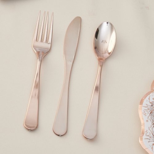 Rose Gold Elise Metalic Plastic Cutlery