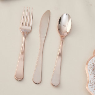 Rose Gold Elise Metalic Plastic Cutlery