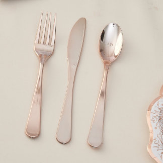 Rose Gold Elise Metalic Plastic Cutlery