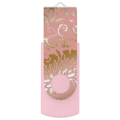 Rose Gold Embossed Style Floral USB Flash Drive