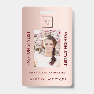 Rose gold employee photo badge