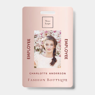 Rose gold employee photo luxurious business logo badge