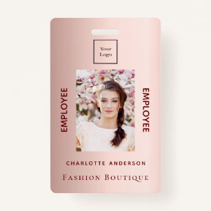 Rose gold employee photo luxurious business logo badge
