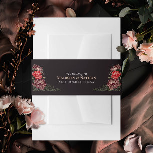 Rose Gold Enchanted Garden Floral Wedding  Invitation Belly Band