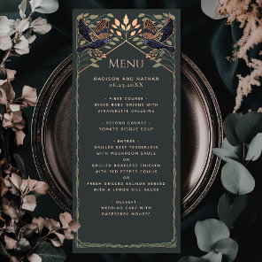 Rose Gold Enchanted Gothic Raven Wedding Flat Menu