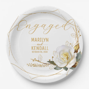 Rose Gold Engagement  Paper Plates
