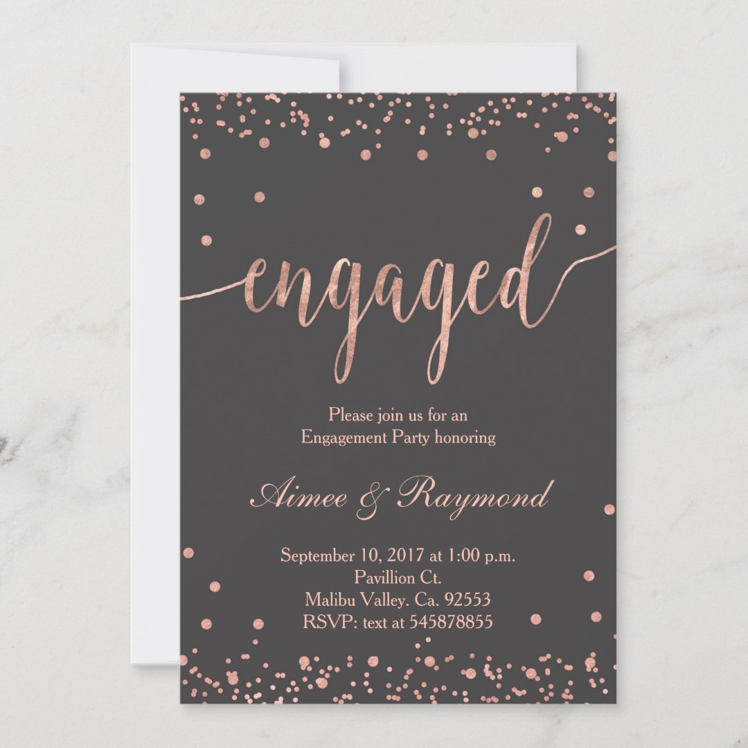 Rose Gold Engagement Party Invitation | Zazzle