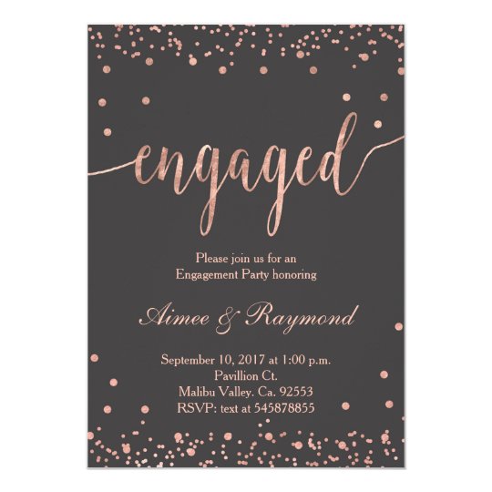 rose gold engagement party invitation zazzle com