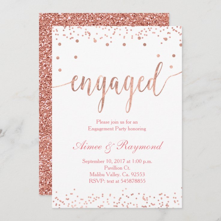 Rose Gold Engagement Party Invitation | Zazzle