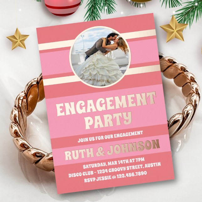 Rose Gold Engagement Party Photo Foil Invitation (Creator Uploaded)