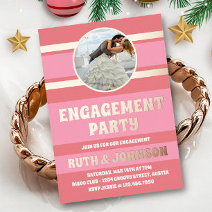 Rose Gold Engagement Party Photo Foil Invitation