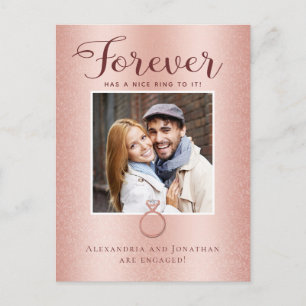 Rose Gold Engagement Photo Announcement Postcard