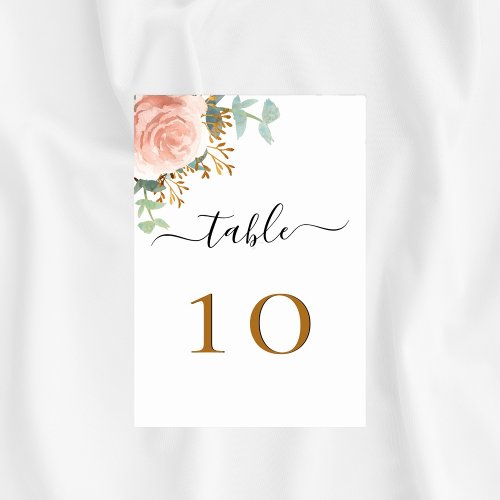 Rose gold eucalyptus greenery floral table number