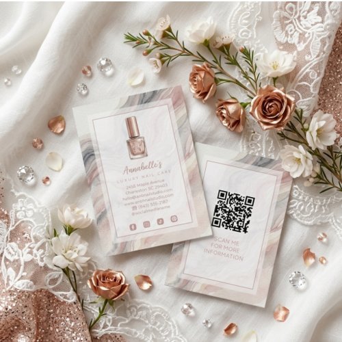 Rose Gold Exquisite Glam Nails Business Card TMF26