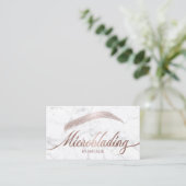 Rose Gold Eyebrow Salon Microblading Marble Business Card (Standing Front)
