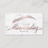 Rose Gold Eyebrow Salon Microblading Marble Business Card (Front)