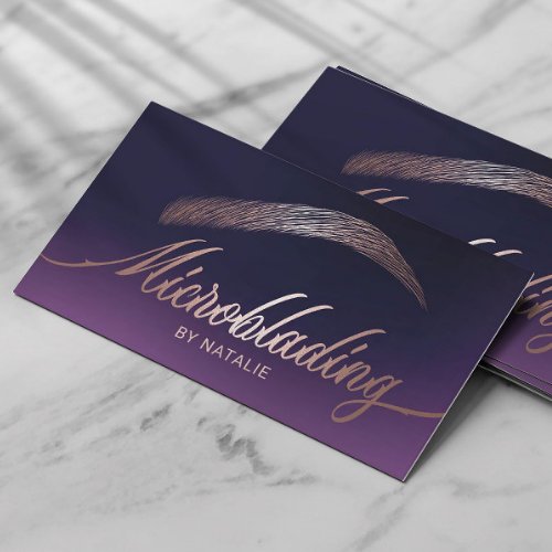 Rose Gold Eyebrow Salon Microblading Purple Business Card