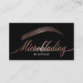 Rose Gold Eyebrow Salon Microblading Typography Business Card (Front)