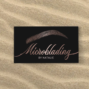 Rose Gold Eyebrow Salon Microblading Typography Business Card