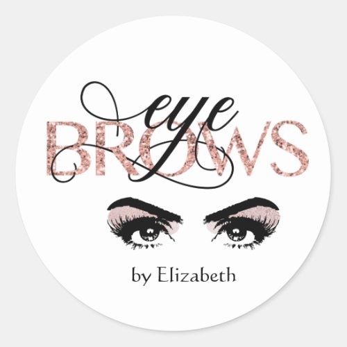 Rose Gold Eyebrow Tinting MicroBlading Threading Classic Round Sticker