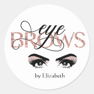 Rose Gold Eyebrow Tinting MicroBlading Threading Classic Round Sticker