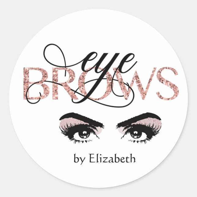 Rose Gold Eyebrow Tinting MicroBlading Threading Classic Round Sticker (Front)
