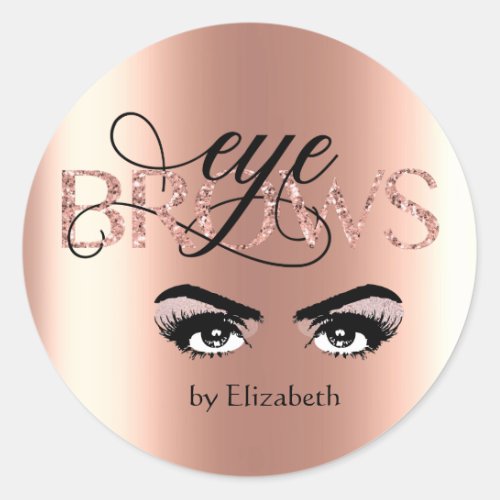 Rose Gold Eyebrow Tinting MicroBlading Threading Classic Round Sticker