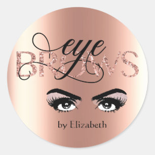 Rose Gold Eyebrow Tinting MicroBlading Threading Classic Round Sticker
