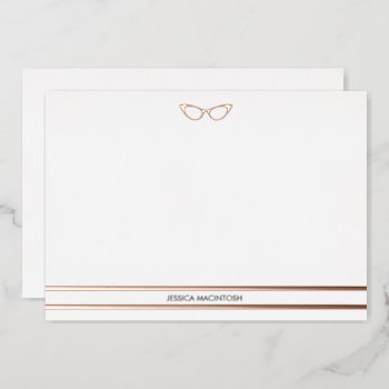 Rose Gold Eyeglasses Note Cards by charmingink at Zazzle