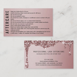 Rose Gold Eyelash/Brow Aftercare Instructions Business Card