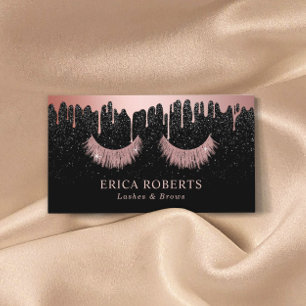 Rose Gold Eyelash Extensions Beauty Salon Black Business Card