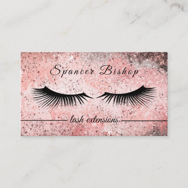 Rose Gold Eyelash Extensions Business Card (Front)