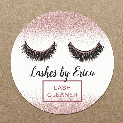 Rose Gold Eyelash Extensions Lash Cleaner Classic Round Sticker