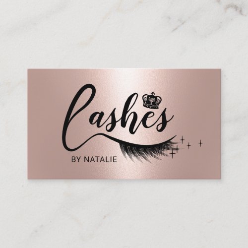 Rose Gold Eyelash Extensions Lashes Queen Salon Business Card