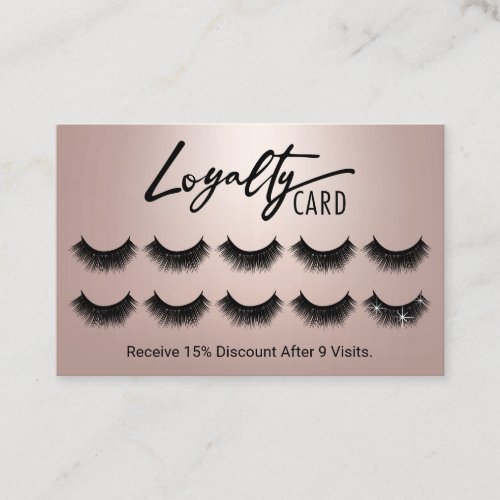 Rose Gold Eyelash Extensions Lashes Salon  Loyalty Card