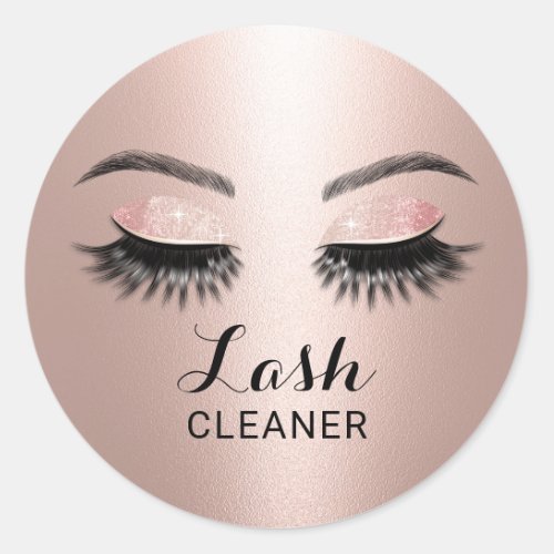 Rose Gold Eyelash Extensions Salon Lash Cleaner Classic Round Sticker