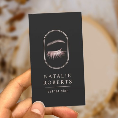 Rose Gold Eyelash Logo Makeup Artist Esthetician Business Card