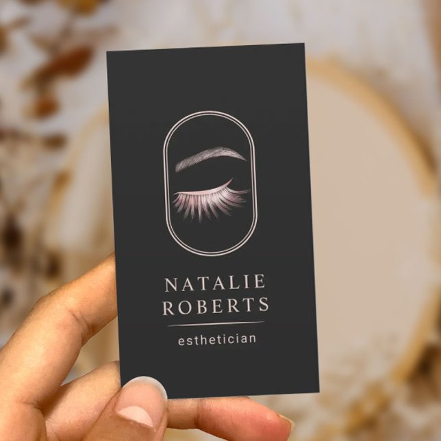 Rose Gold Eyelash Logo Makeup Artist Esthetician Business Card (Creator Uploaded)