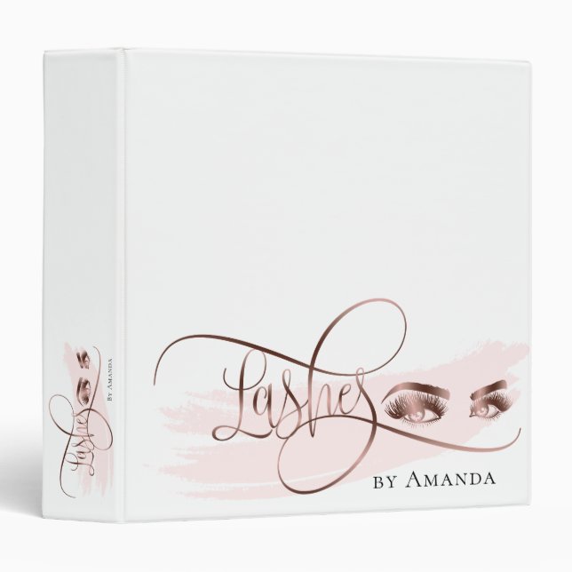 Rose gold Eyelashes Eyes Brows Microblading Lash 3 Ring Binder (Front/Spine)