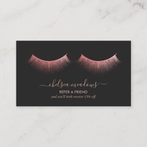 Rose Gold Eyelashes Referral Card