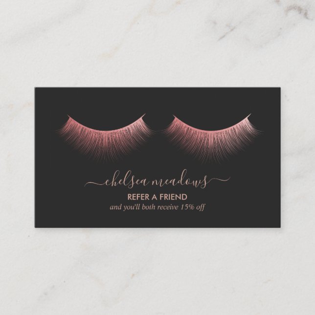 Rose Gold Eyelashes Referral Card (Front)