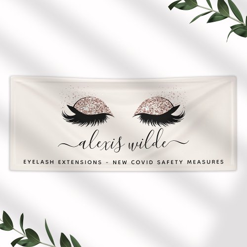 Rose Gold Eyelashes Salon Business Banner